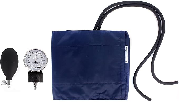 Dixie EMS Aneroid Sphygmomanometer, Manual Blood Pressure Monitor with Cuff, Carrying Case and Calibration Key - Size (13.5” – 20”)