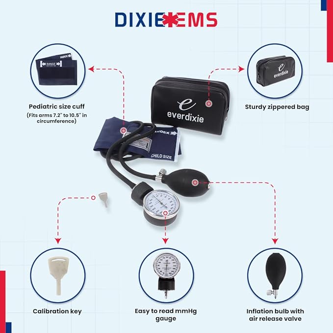 Dixie EMS Aneroid Sphygmomanometer Blood Pressure Cuff – Pediatric Size