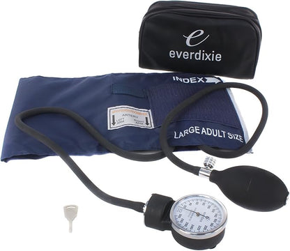 Dixie EMS Aneroid Sphygmomanometer, Manual Blood Pressure Monitor with Cuff, Carrying Case and Calibration Key - Size (13.5” – 20”)