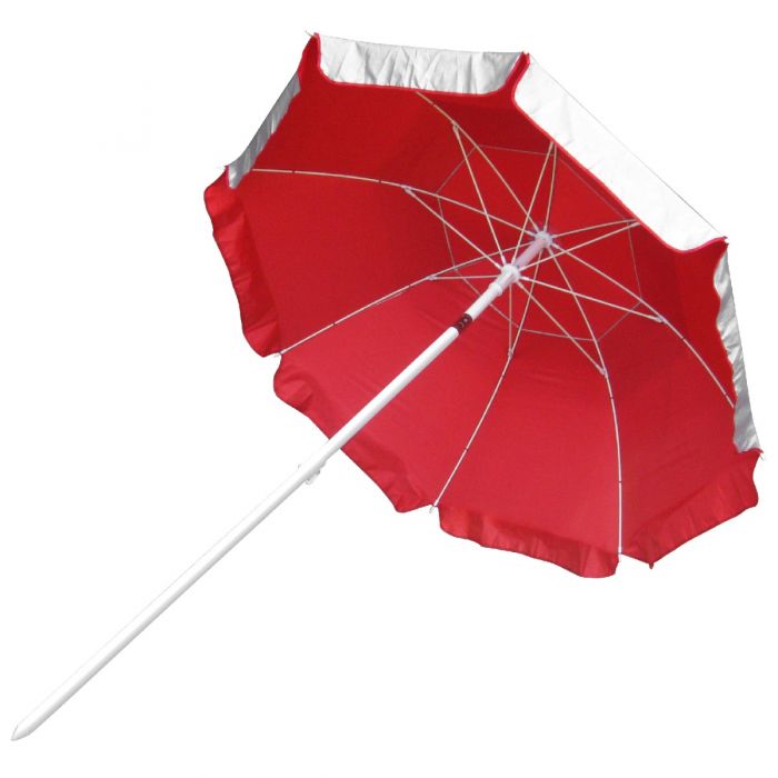 Kemp USA 5.5' Wind Umbrella With LIFE GUARD Logo, Silver /Red