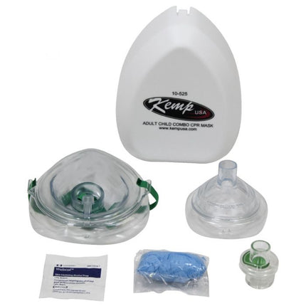 CPR Mask Adult & Child Combo With Gloves & Wipe In Hard Case