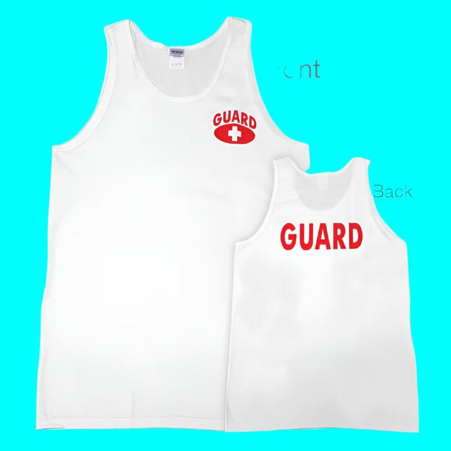 Kemp USA GUARD White Tank Top, Printed Front & Back