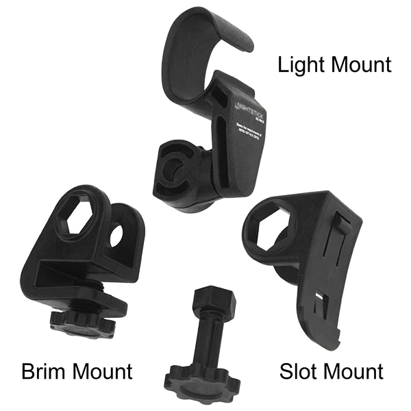 MULTI-ANGLE HELMET MOUNT FOR ACCESSORY SLOT OR BRIM