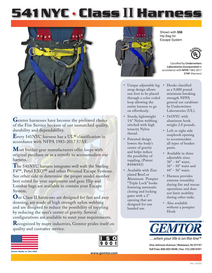 Gemtor 546NYC Series Class II Fire Service Harness