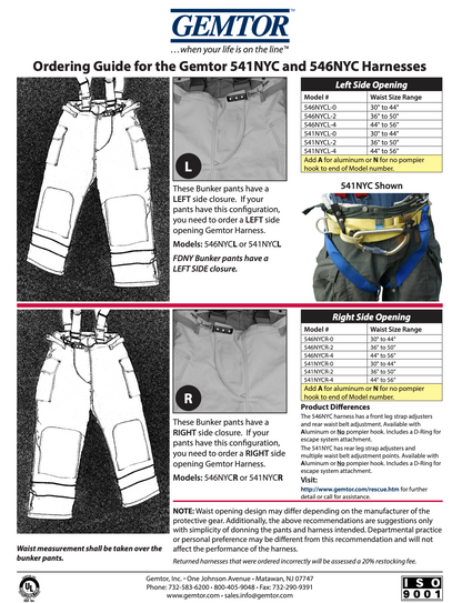 Gemtor 546NYC Series Class II Fire Service Harness