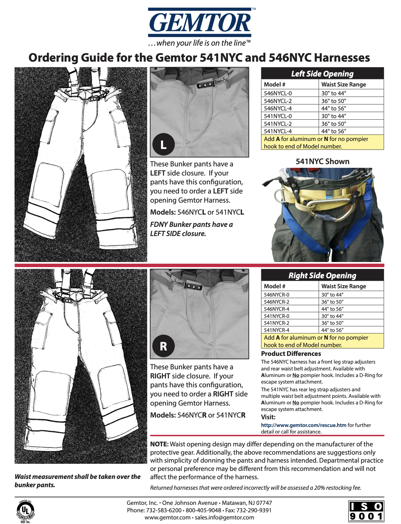 Gemtor 541NYC Series Fire Service Harness