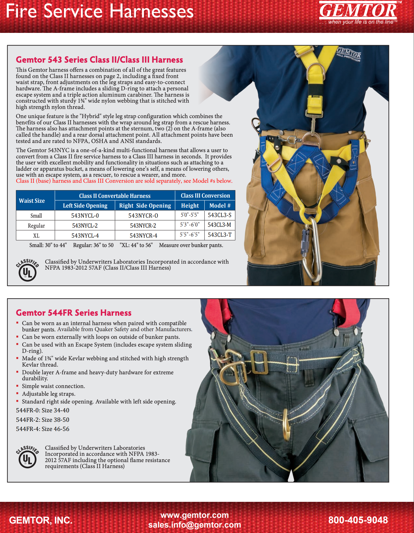 Gemtor 544FR Kevlar Internal/External Class II Fire Service Harness