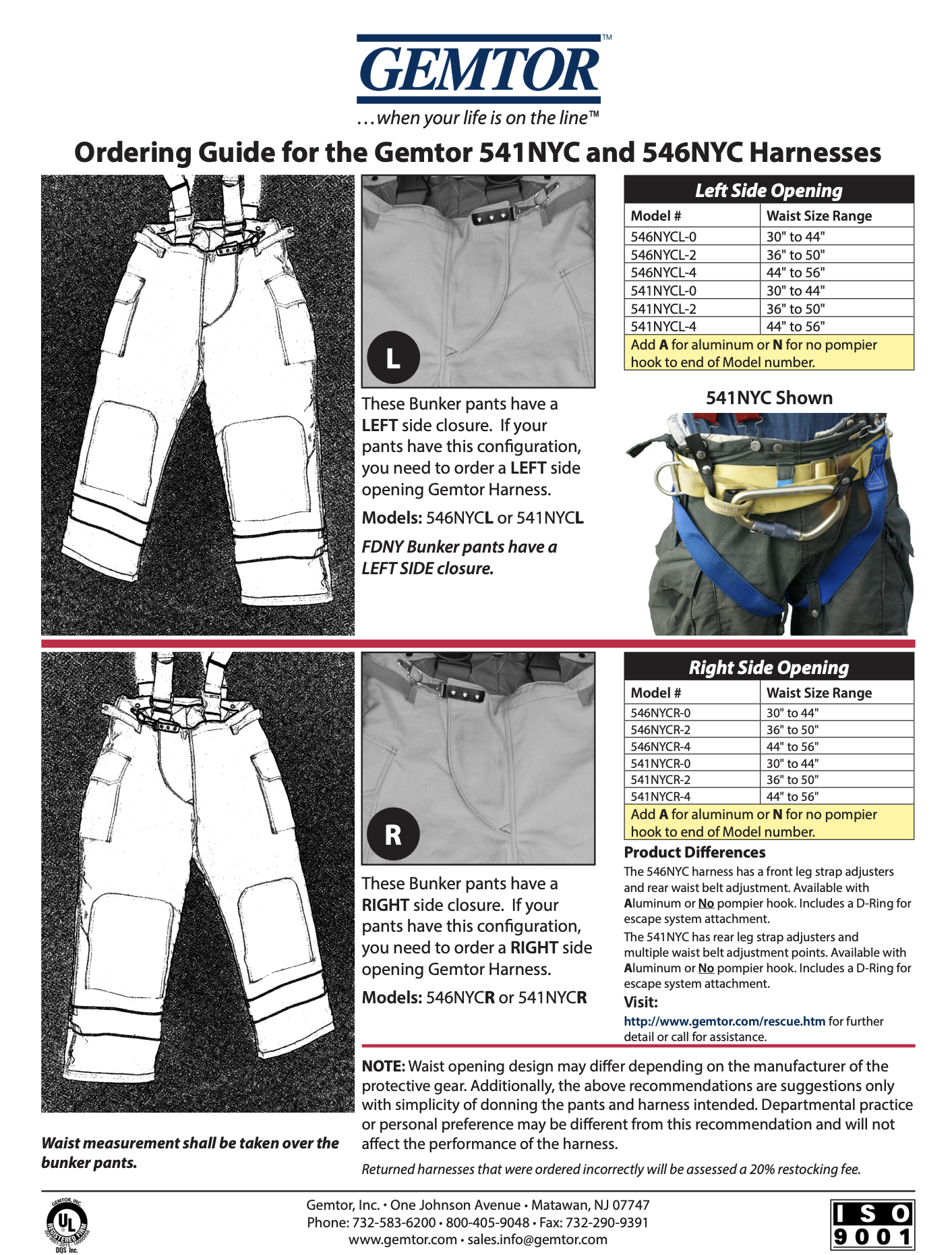 Gemtor 544FR Kevlar Internal/External Class II Fire Service Harness