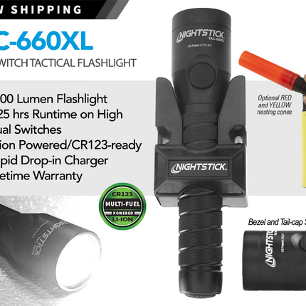 Dual-Switch Rechargeable Tactical Flashlight