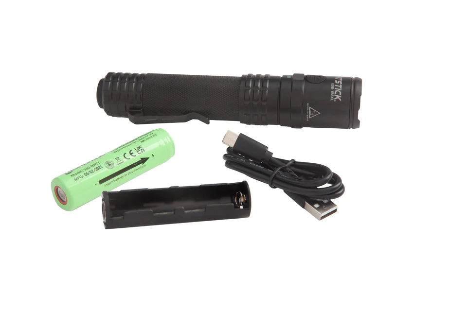 USB DUAL-LIGHT TACTICAL FLASHLIGHT - BLACK