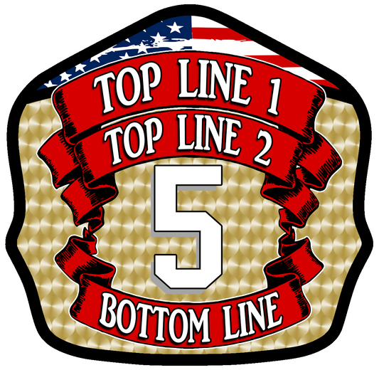 Classic Style Quick Tin-Gold Background American Flag 2 Top/ 1 Bottom Line- 029 Firefighting Gear
