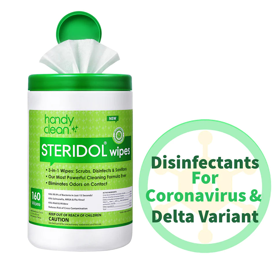 Steridol Surface Disinfectant Wipes 160 ct Canister-Effective Against Omicron Variant