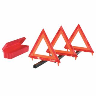 Triangle Warning Kit, 3 Triangles in Living Hinge Box, 18 in, Red/Hi-Vix Orange