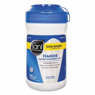 Hands Instant Sanitizing Wipes, 150 Sheets per Canister, Unscented