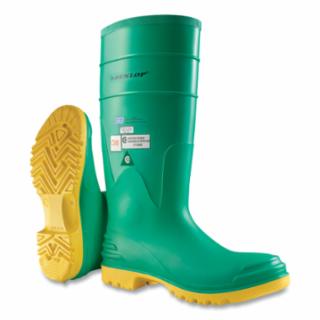 Hazmax Steel Toe/Midsole Rubber Boots, Men's, 16 in Boot, PVC, Green/Yellow