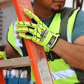 MCR Safety PD4900 Predator Hi-Vis Mechanics Gloves - MAXGrid Palm - Tire Tread TPR on Back