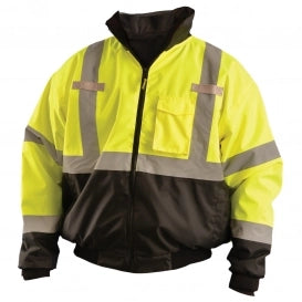 OccuNomix LUX-ETJBJR Type R Class 3 Three-Way Black Bottom Bomber Jacket - Yellow/Lime