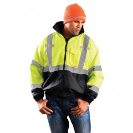 OccuNomix LUX-ETJBJR Type R Class 3 Three-Way Black Bottom Bomber Jacket - Yellow/Lime