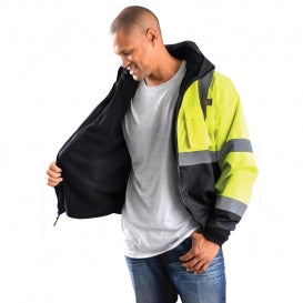 OccuNomix LUX-ETJBJR Type R Class 3 Three-Way Black Bottom Bomber Jacket - Yellow/Lime