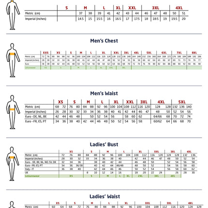 Portwest Size Chart