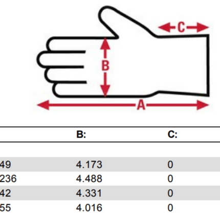 MCR Safety PD4900 Predator Hi-Vis Mechanics Gloves - MAXGrid Palm - Tire Tread TPR on Back Size Chart