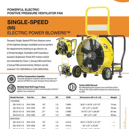 SINGLE - SPEED ELECTRIC POWER BLOWER