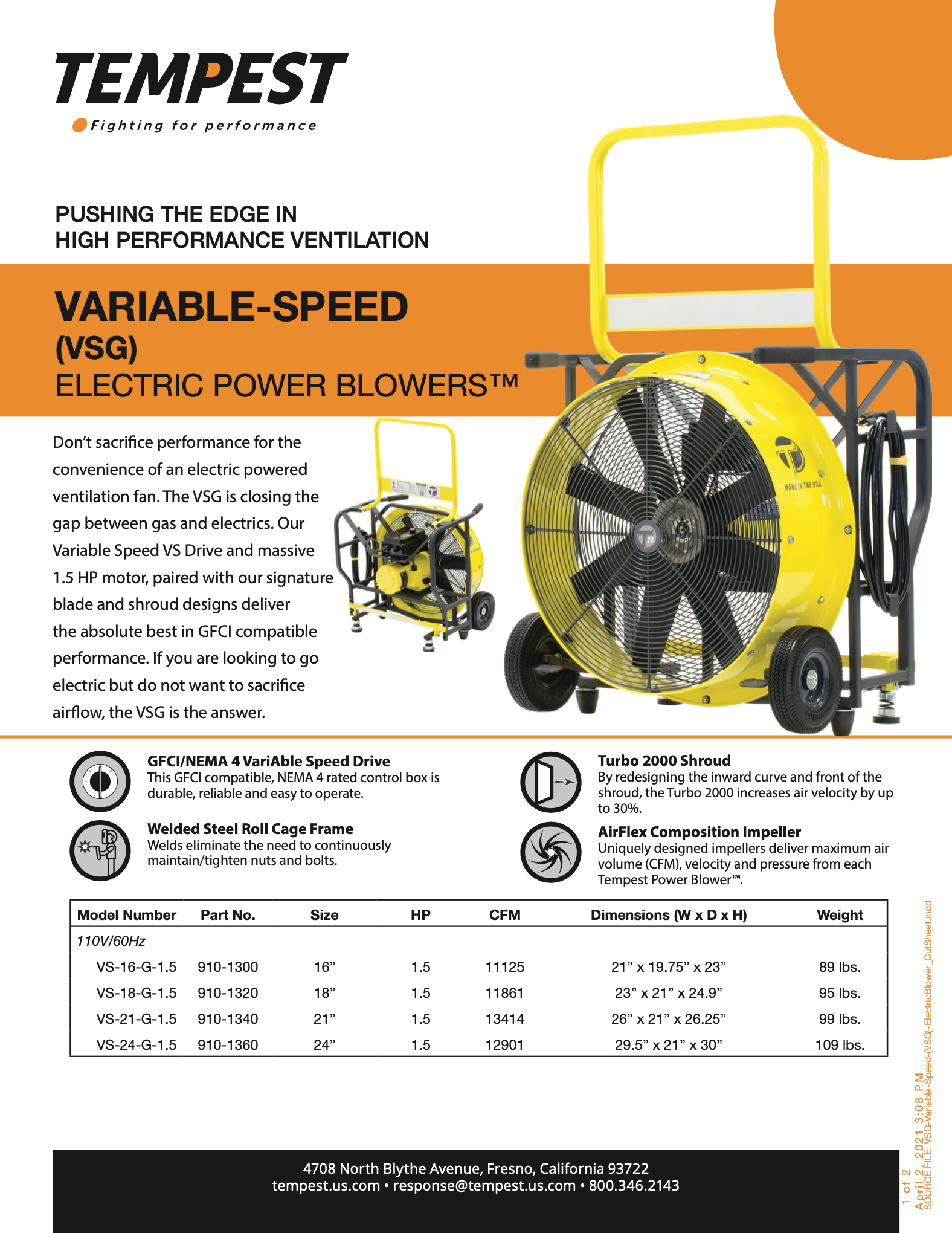 VSG Power Blower™ Electric Variable Speed – Fire & EMS, LLC