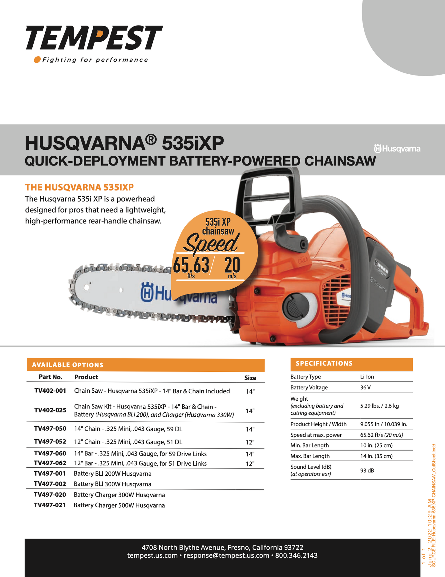 HUSQVARNA® 535I XP QUICK-DEPLOYMENT BATTERY-POWERED SAWS