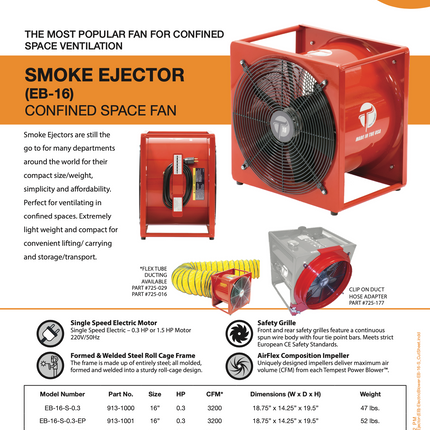 SINGLE-SPEED 16" ELECTRIC SMOKE EJECTOR