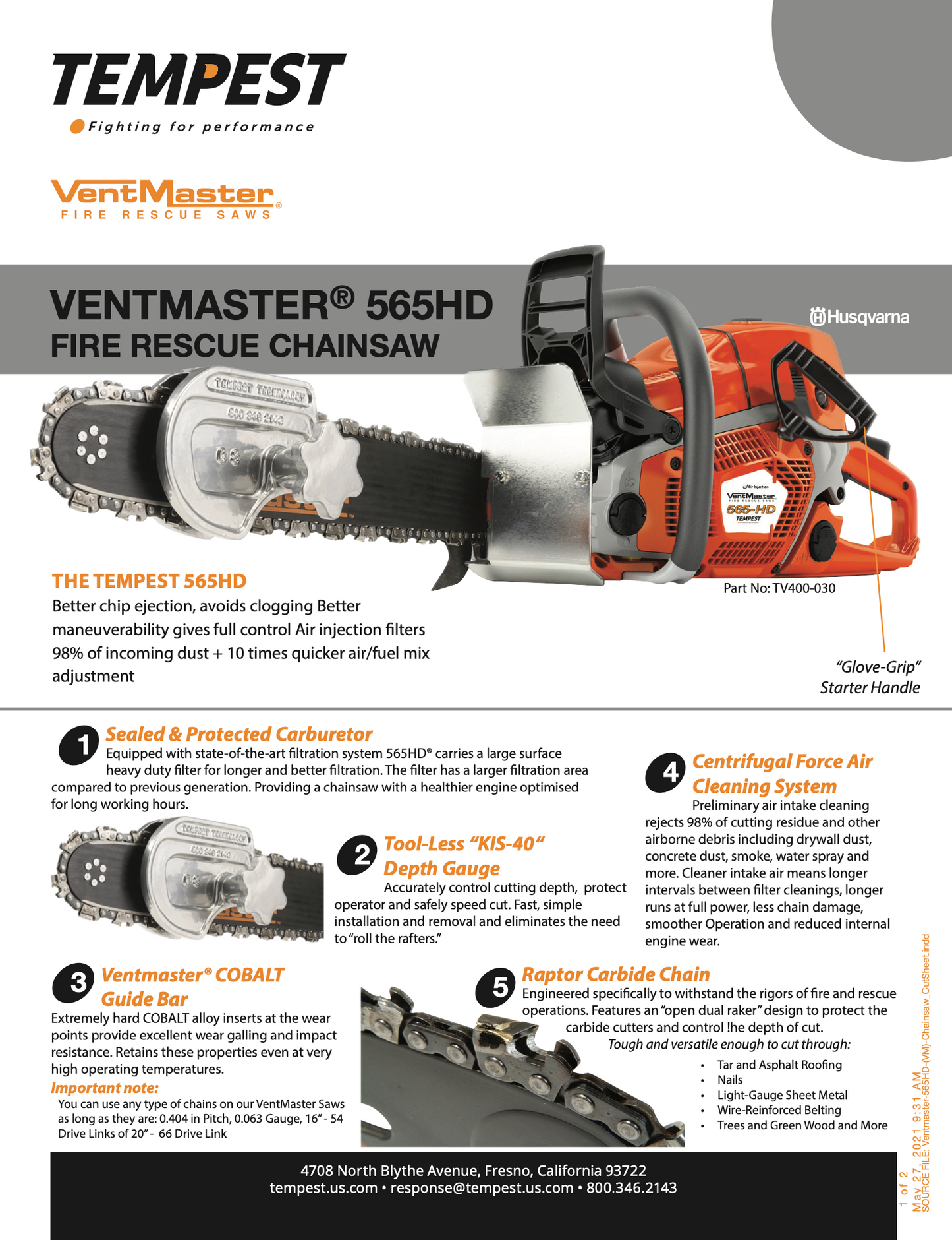 Ventmaster® 565HD Fire Rescue Chainsaws