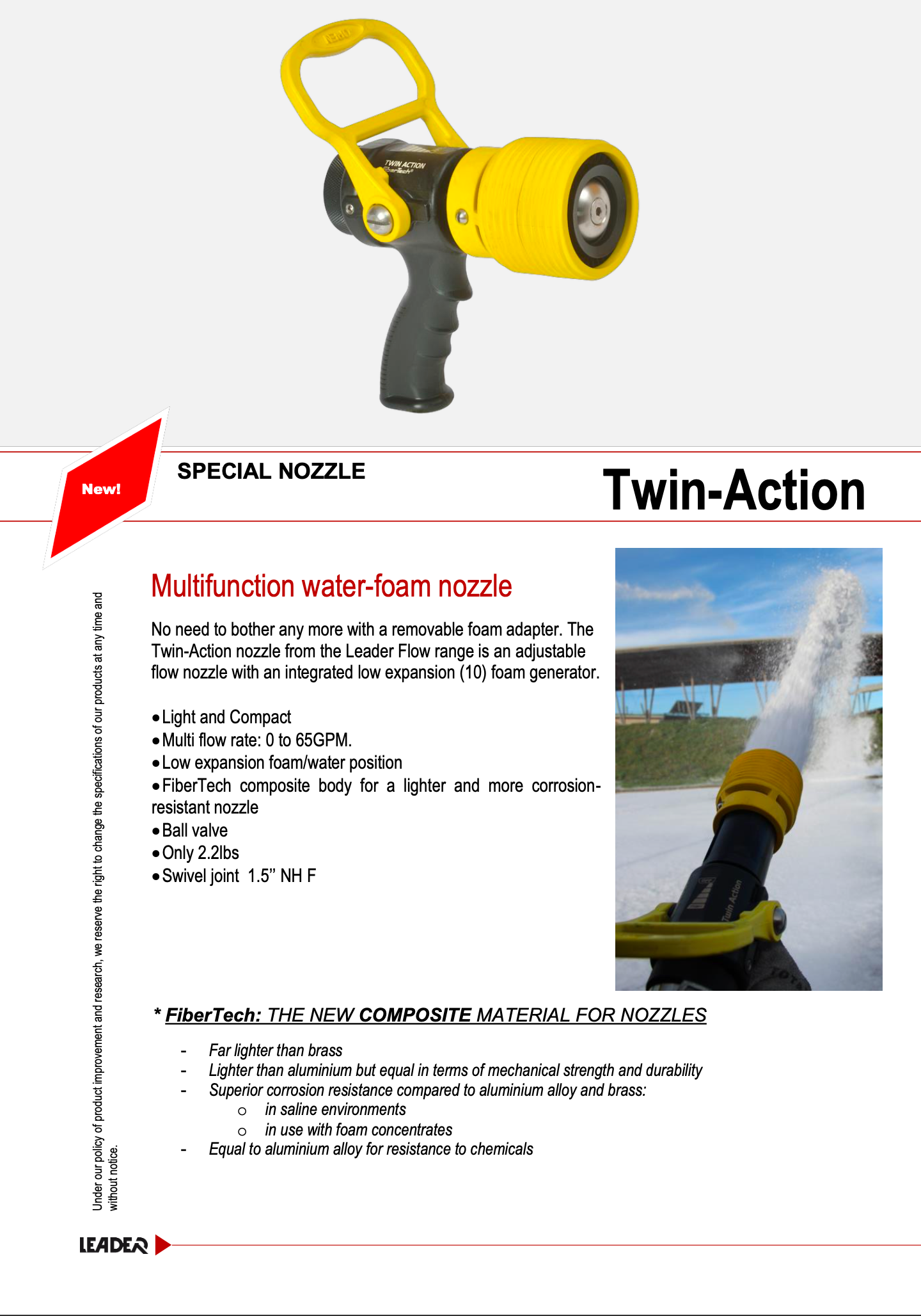 Multi-functional Water/Foam Nozzle Twin Action